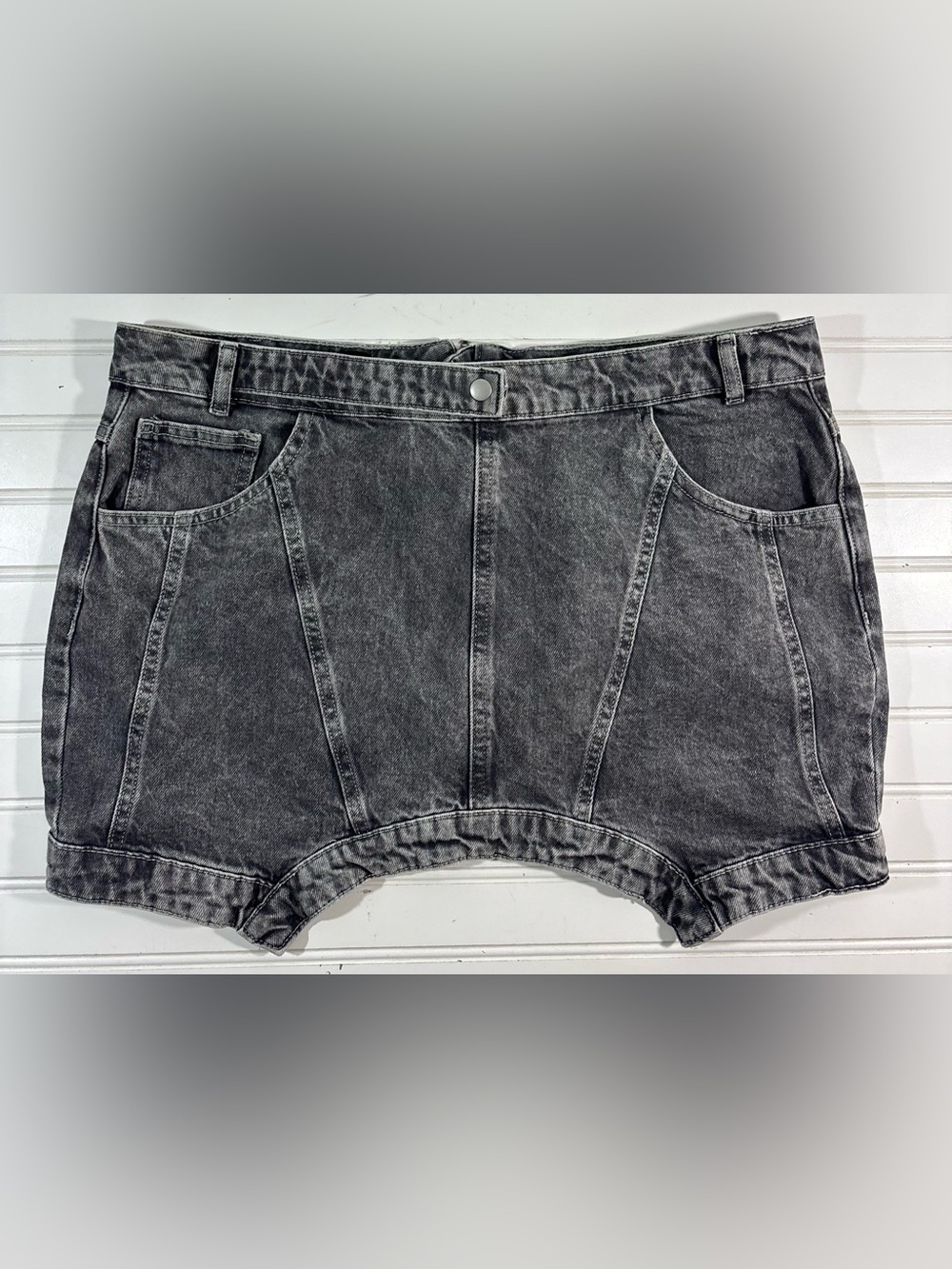 Pretty Little Things Plus Curved Hem Denim Mini Skirt Cotton Womens Size 12 - Picture 2 of 16